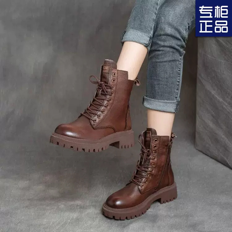 马丁靴女英伦风短筒靴2024秋冬季韩版加绒加厚百搭厚底骑士靴ins