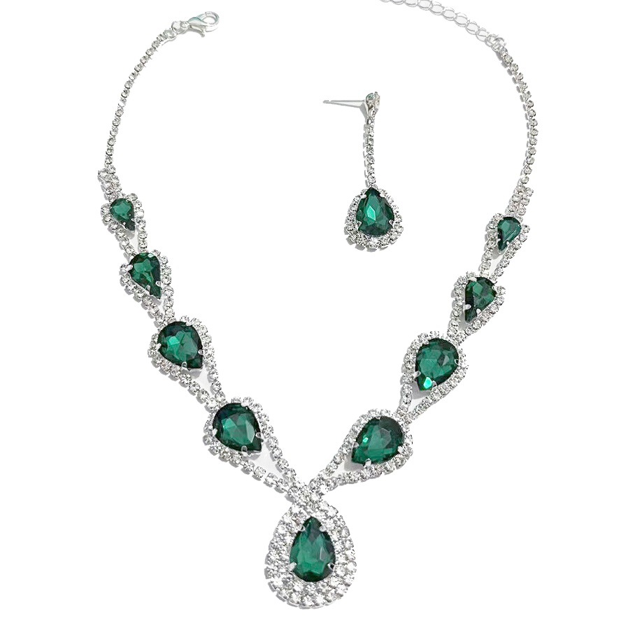 Clásico gota de agua joya collar pendientes traje simple joyería nupcial boda vestido de noche accesorios joyería de la boda para las mujeres