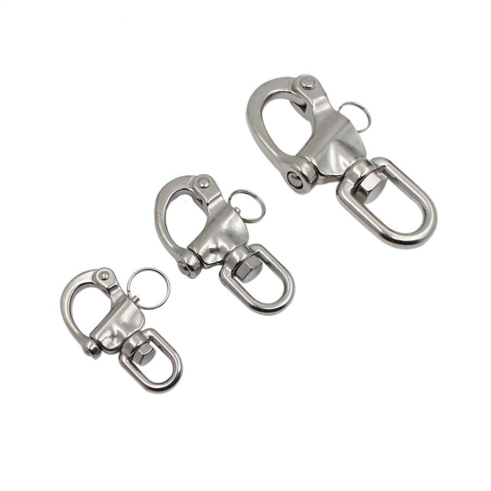 Stainless steel 304 316-turn rotating spring shackle snap shackle hand-operated quick-release shackle hook