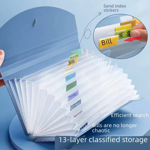 13 grid bill organ bag Morandi color multi-layer organ clip invoice special storage bill clip file bag wholesale
