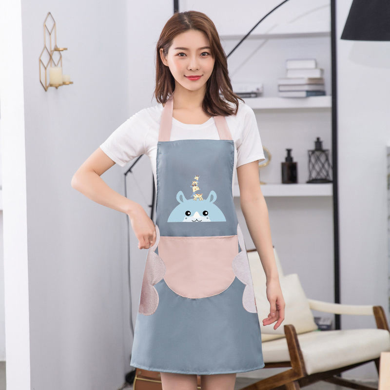 围裙家用厨房防水秋冬女防油薄款工作服卡通可爱做饭围腰加长系带|undefined