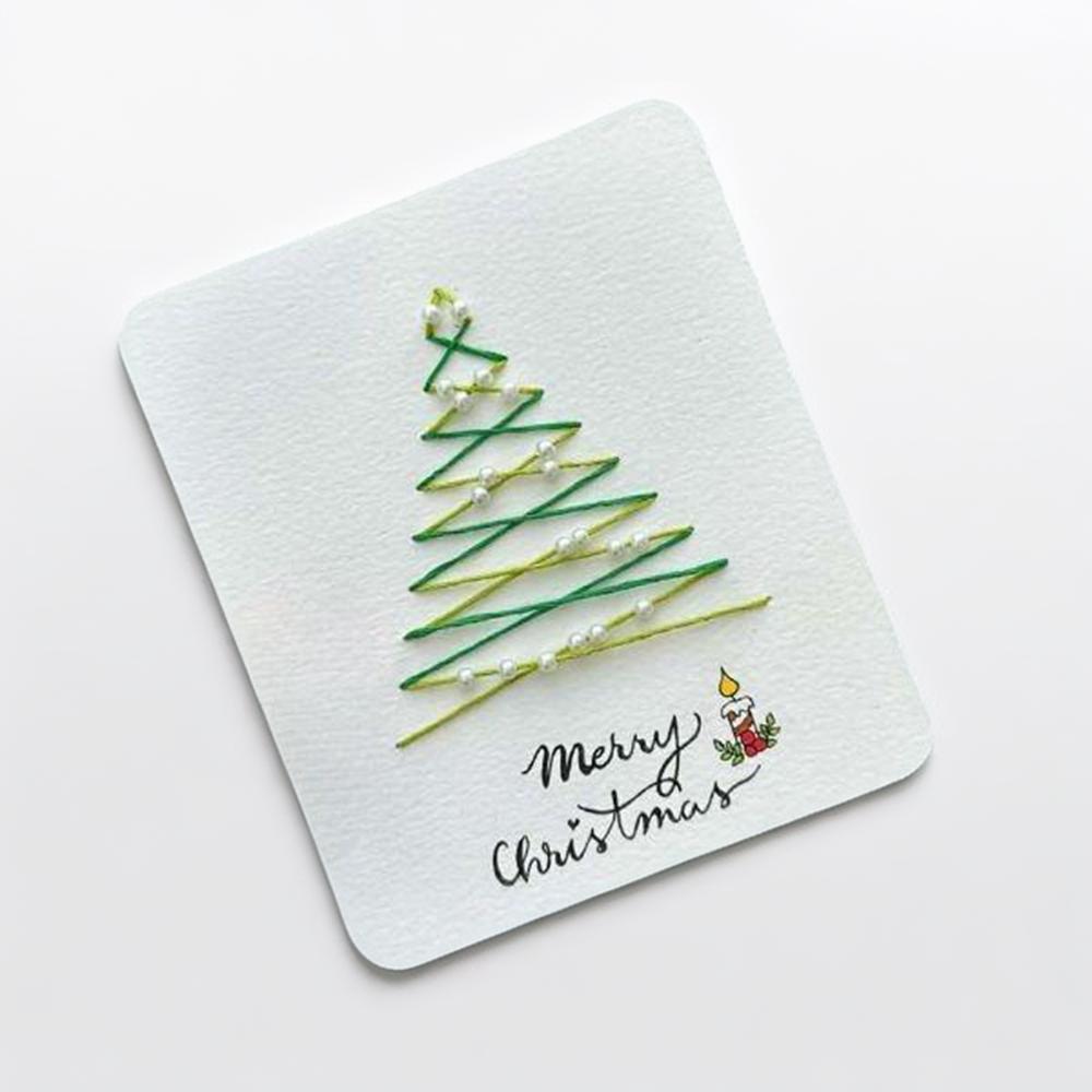 [자수 축하 카드] 크리스마스 트리 스타일 4