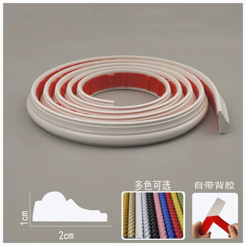 PVC Soft Edge Strip Self-Adhesive, Curved Ceiling & TV Wall Molding, White, Various Widths