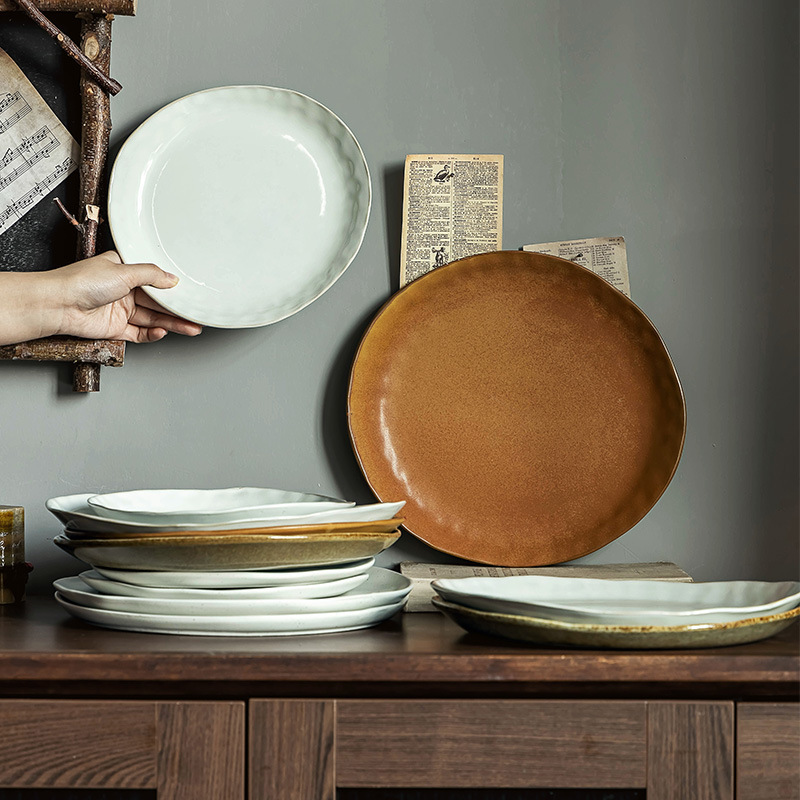 Special-shaped plate ceramic dish pasta plate household irregular plate distressed Western steak plate salad dessert plate Special-shaped plate ceramic dish pasta plate household irregular plate distressed Western steak plate salad dessert plate