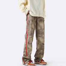 美式重磅迷彩裤男春秋季设计感工装裤小众百搭宽松直筒休闲长裤潮