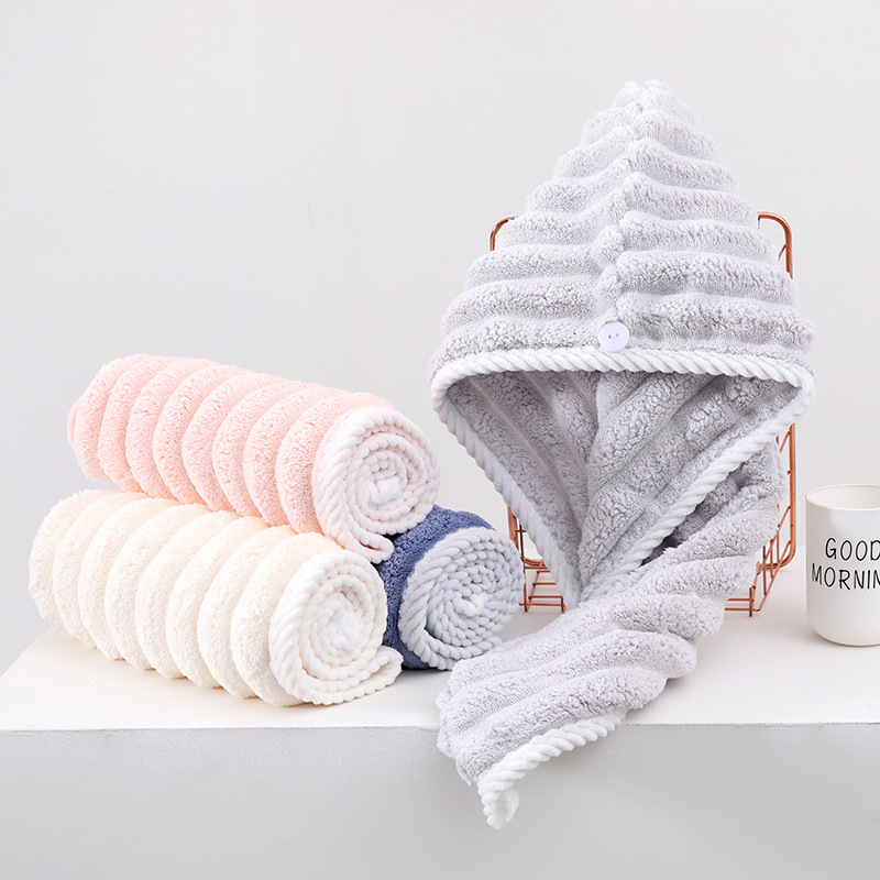 Hair-drying cap made of plush terry fabric, quick-drying coral velvet, thick hair turban, suitable for women, wholesale hair turban