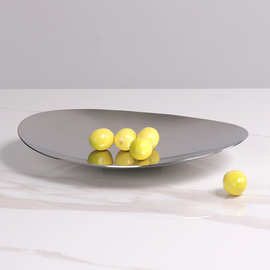 现代极简样板房果盘北欧创意茶几托盘餐桌软装饰品展厅金属摆件