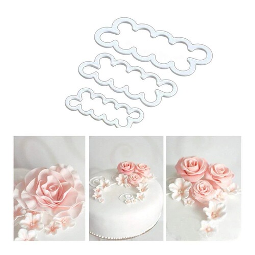 3-piece set one-piece rose print decorative cut mold fondant mold DIY cake mold fondant flower plastic mold