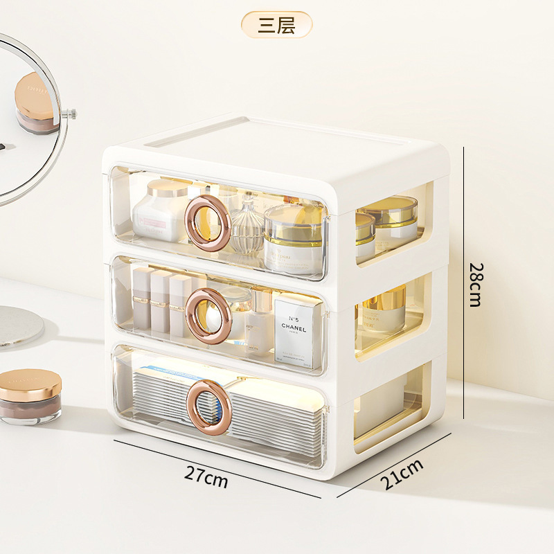 Caja de almacenamiento de cosméticos a prueba de polvo de escritorio transparente tocador de gran capacidad de cuidado de la piel de alto grado de almacenamiento rack de acrílico caja