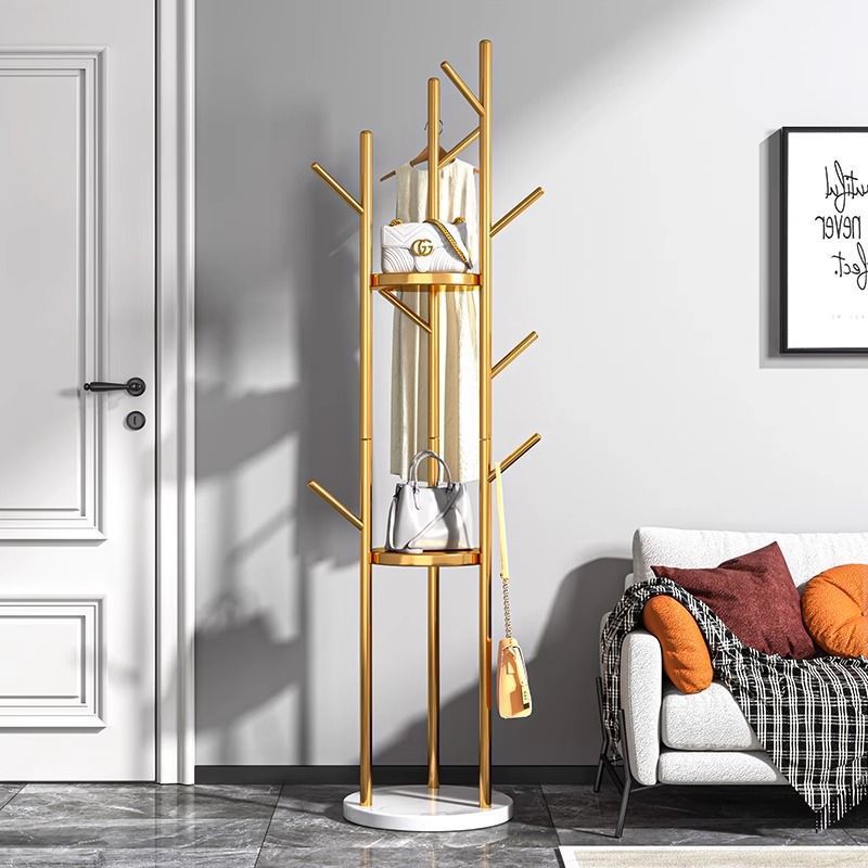 Light Luxury Coat Rack, Tree Branch Style, Floor-Standing Clothes Rack for Living Room and Bedroom, Household Clothes Rack, Storage Rack, Balcony Coat Rack
