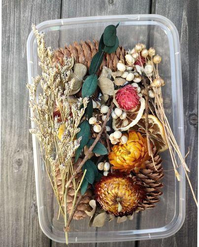Christmas Mixed Dried Flower Box DIY Handmade Real Dried Ball Perennial Flowers Multicolor Set Activity Material Pack Flower Ring
