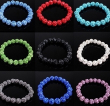 10mm 钻球编织香巴拉手链软陶泥女士手链圈饰品手工珠子