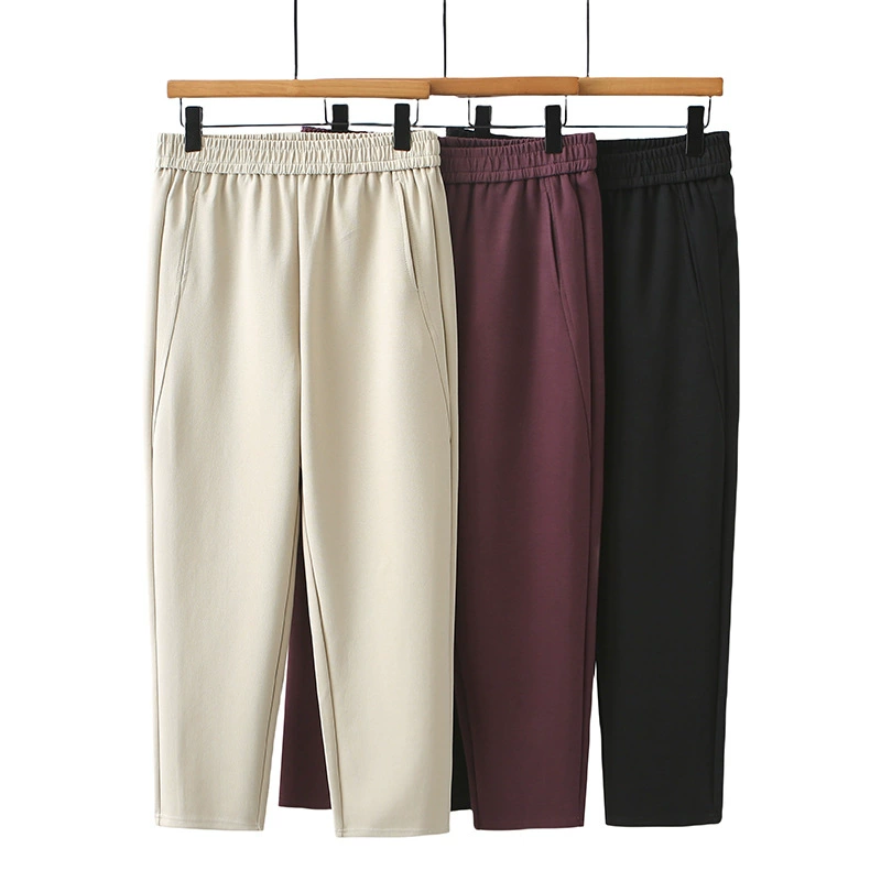 Большой размер женская весна толстая MM сплошной цвет дикие шаровары брюки свободные тощие повседневные брюки 8681