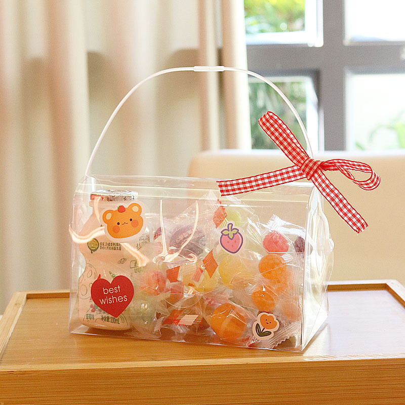 手提透明PET果冻袋曲奇饼干零食袋奶枣牛轧糖雪花酥装饰烘焙包装