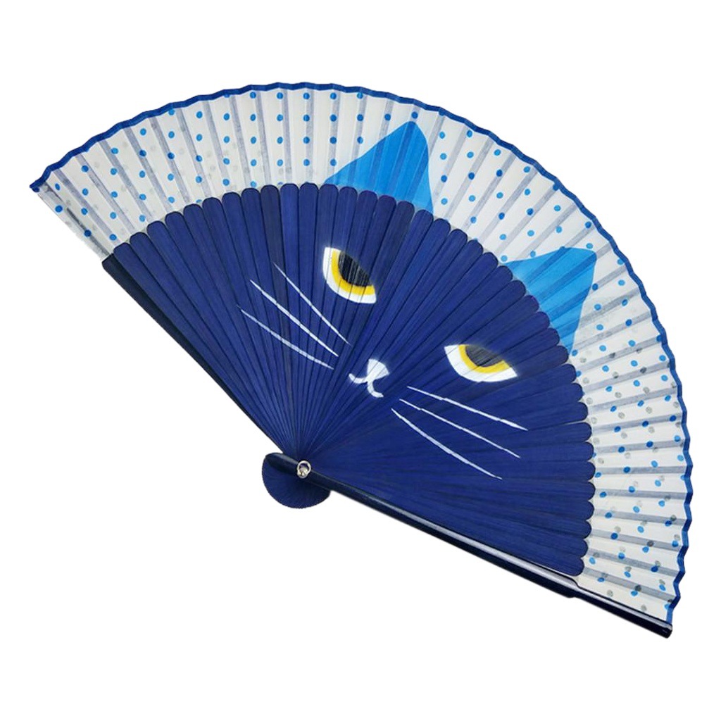 Mango de pintura de aerosol gato ventilador plegable japonés ventilador plegable chica dibujos animados Totoro ventilador imitación seda creativo japonés artesanía ventilador