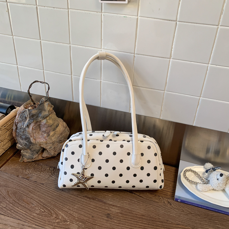 Cross-Border 2025 New Korean Handbag Small Tote Bag for Women Cute Polka Dot Niche Pillow Bag Single Shoulder Crossbody Bag