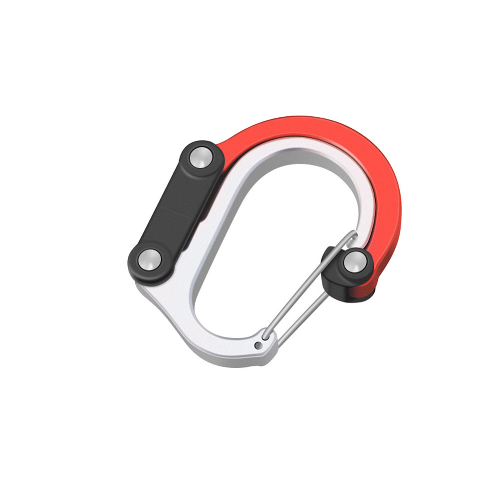 Mosquetón multifuncional al aire libre aleación de aluminio tipo D turismo montañismo escalada en roca hebilla rápida gancho giratorio de 360 grados al por mayor