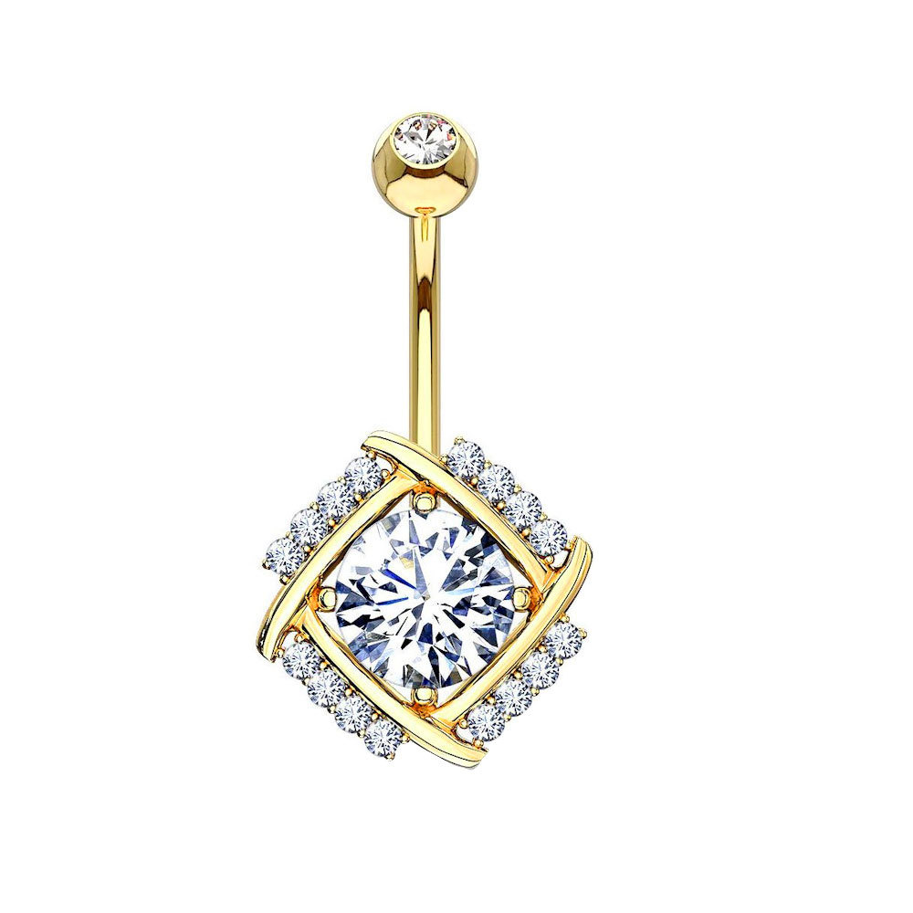 Heart Shape Pattern 1 Piece 316 Stainless Steel Copper Zircon Belly Rings Heart Shape Unisex