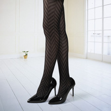 外贸原单黑色丝袜夏大箭头斜纹提花连裤袜女士打底裤袜透气防勾丝