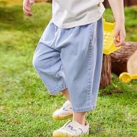 夏季薄款幼儿子宝宝防蚊裤中小童儿童九分裤夏装外穿牛仔裤双档