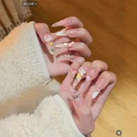 Чистая ручная одежда ногтей вспыхивает милые Hello Kitty KITTY2025 взрывные модели показывают белое желание высокого уровня