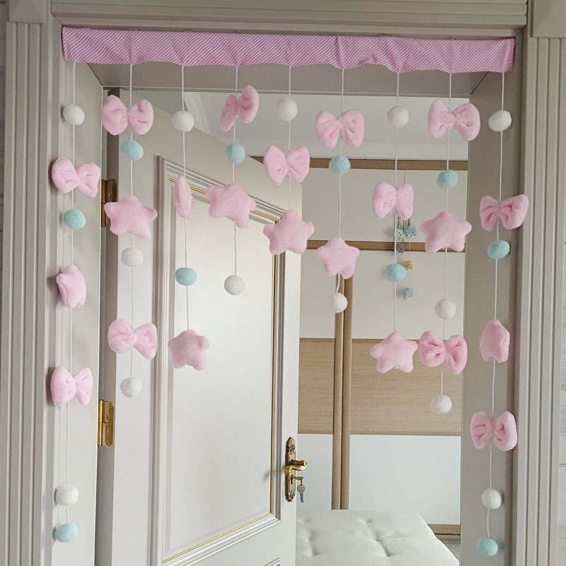 Bow Pink Star Arc Kindergarten Children's Star Curtain Cartoon Punch-free Curtain School Partition Curtain for Women