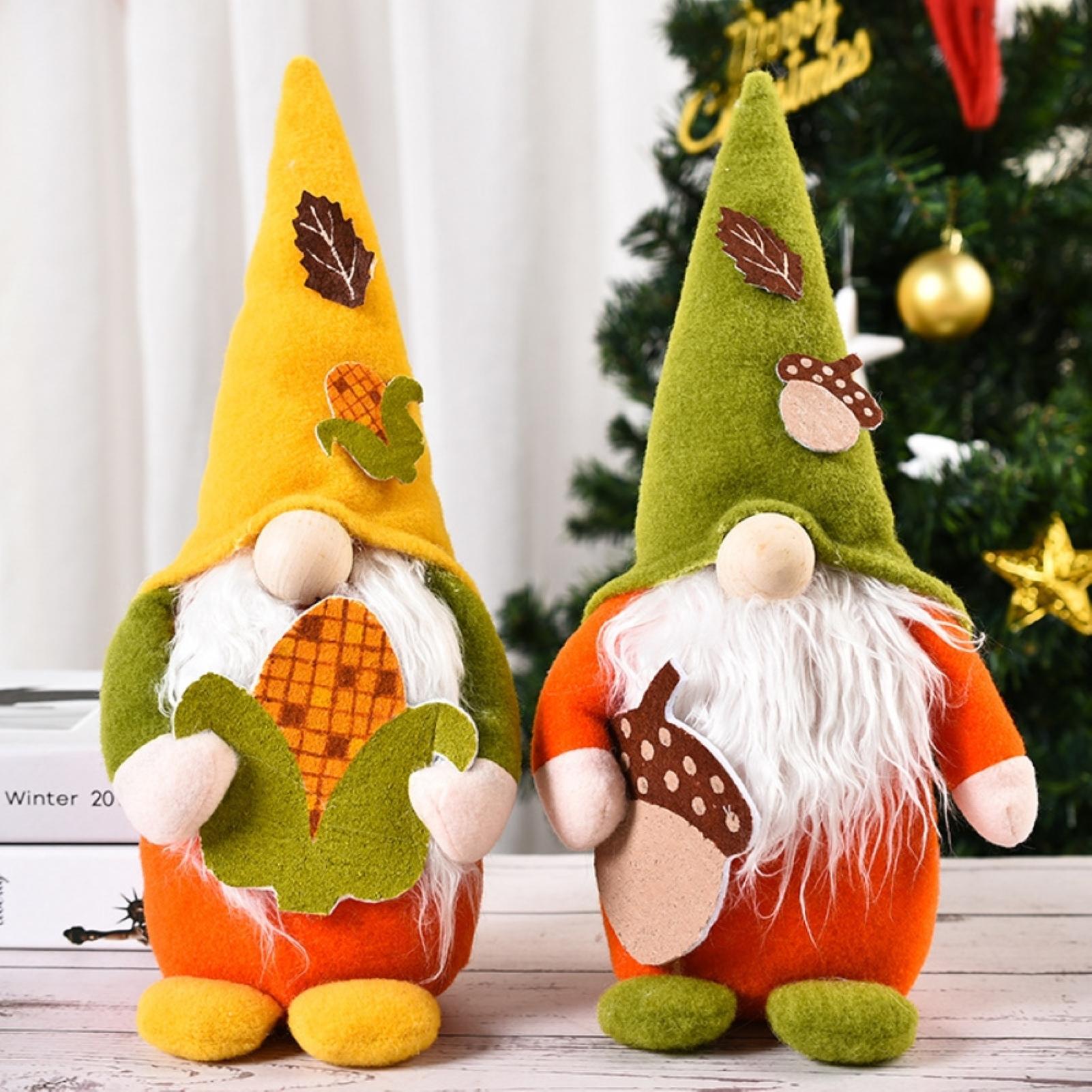 Transfronterizo Nuevo Festival de la cosecha de Acción de Gracias decoración de otoño sosteniendo maíz muñeca enana sin rostro decoración de la muñeca Rudolf