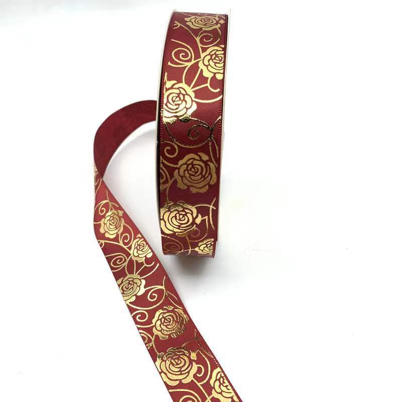 3D caliente sólido dorado rosa cinta flor regalo caja embalaje cinta bar soporte hecho a mano poliéster cinta