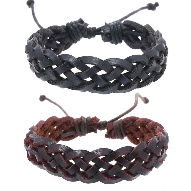 Foreign trade hot men's retro leather bracelet cross-border leather jewelry hand-woven bracelet hand rope manufacturers wholesale