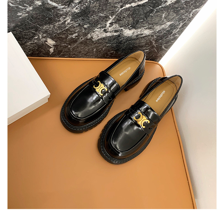 葡萄妈Studiolee英伦风小皮鞋女小金扣圆头一