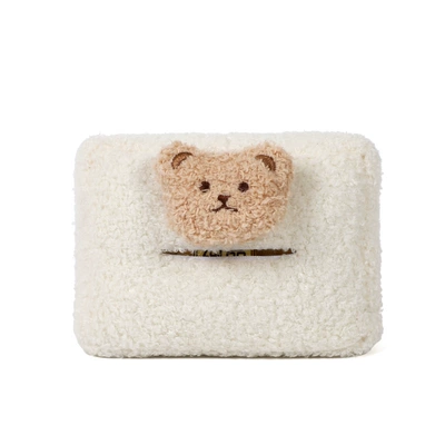 Shoulder Pad, Seat belt shoulder pad - lamb-velvet-tissue-box-sticks-three-dimensional-khaki-bear-head
