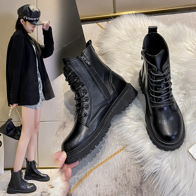 Women's Martin British Style 2025 New Thin Student Korean Version Internet Celebrity Autumn Leather Ankle Boots Trendy_vogvips.com