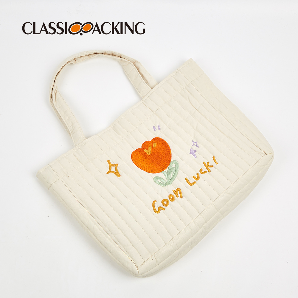 Japonés ins bolsa de asas de gran capacidad bordada bolsa de lona portátil multifuncional simple bolsa de compras artística bolsa de mano