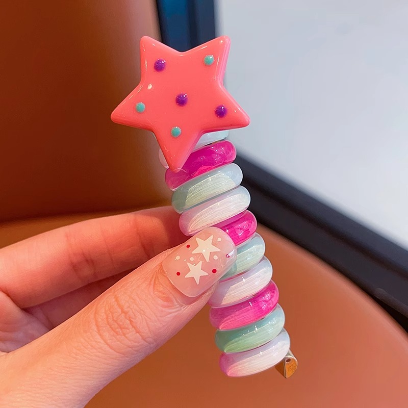 Primavera línea telefónica anillo de cabello cuerda cabeza nuevo artefacto de cabello trenzado colorido lindas estrellas burbujas trenzas adornamientos para el cabello de niños