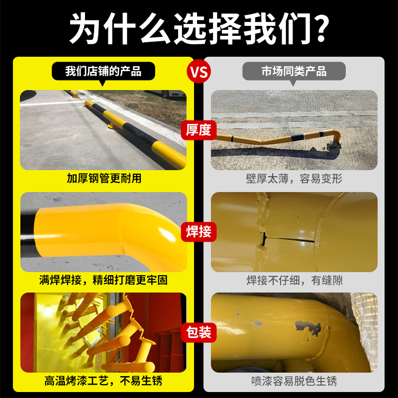 Barandilla anticolisión en forma de U engrosada Barandilla de aislamiento de tubería de acero Pila de advertencia de la carretera Bloqueo de automóviles Limitador de automóviles Barandilla de protección