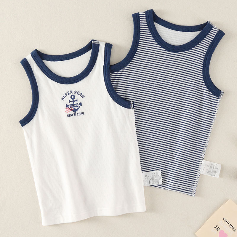 El otoño y el Invierno de Los Niños chaleco sin hueso algodón rayas bebé Japonés que basa la camisa ropa interior los niños y niñas Pijamas