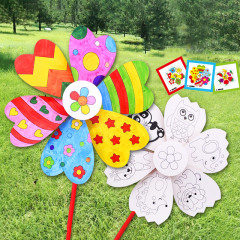 空白手作りDIY子供手持ち回転小さな風車材料バッグクリエイティブ絵画塗装落書き装飾