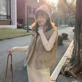 韩国chic冬季小个子棉衣马甲短款背心马夹外套女加厚韩版宽松外穿