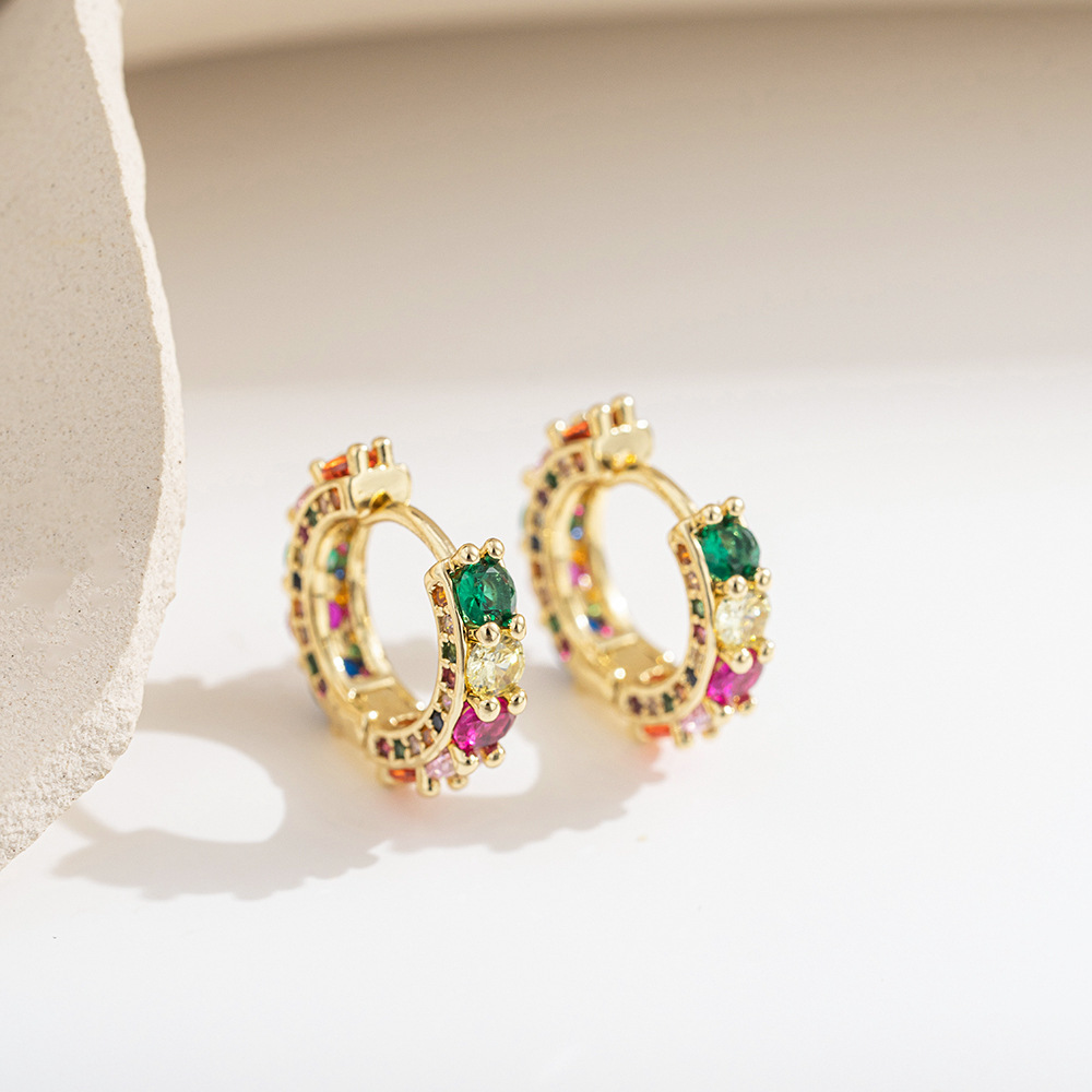 1 Pair Quantity 1 Pair Simple Style Geometric Copper Zircon Hoop Earrings