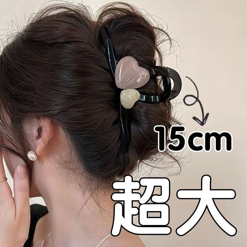 可爱发量大森系中号抓夹亚克力爱心夏季发夹发饰复古高颜值鲨鱼夹|undefined
