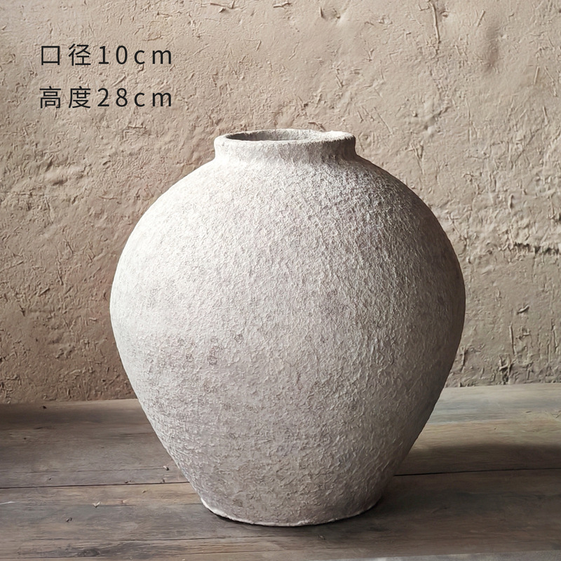 中国式のレトロな手作りの粗い陶器の花瓶の陶磁器の大きい腹の花器の大きいサイズの客間の玄関の装飾品の置物の卸売り|undefined