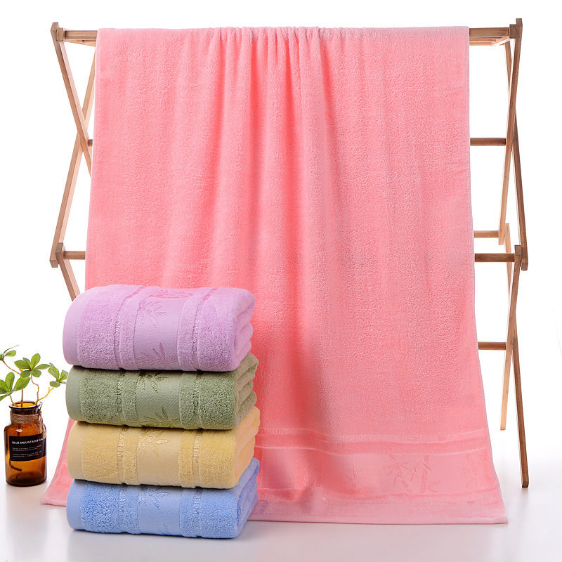 Gaoyang towel factory wholesale bamboo fiber jacquard thickened large bath towel company gift towel set embroidered iogo