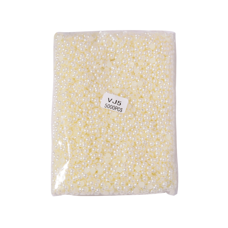 Manicura plana perla joyería cremosa-blanco semicírculo tridimensional perla uñas decoración paquete entero DIY hecho a mano al por mayor