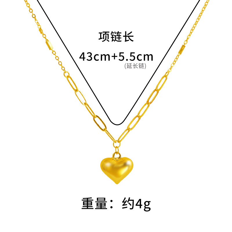 Simple 3D hueco en forma de corazón traje en forma de corazón pulsera elegante collar de las mujeres con aleación de cobre de moda del todo fósforo