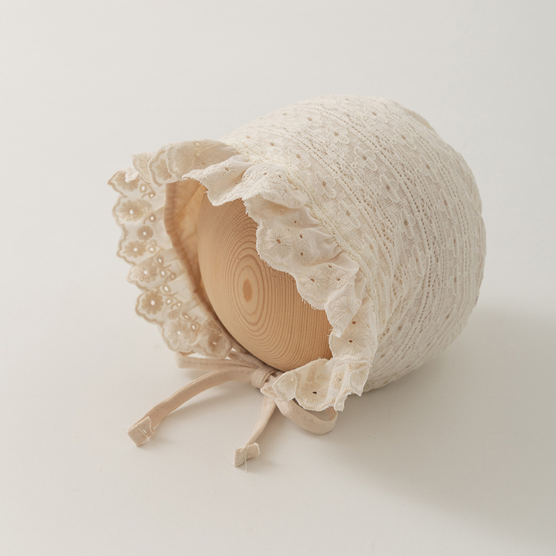 3-12 Meses de primavera y otoño delgado sombrero para bebés de encaje gorro para las orejas princesa encantadora sombrero de corte coreano otoño invierno
