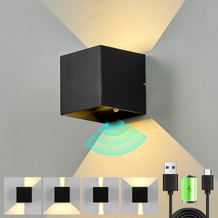 Charging induction aluminum creative magnetic wall lamp led minimalist bedroom hotel bedside wall lamp usb hole-free wall lamp