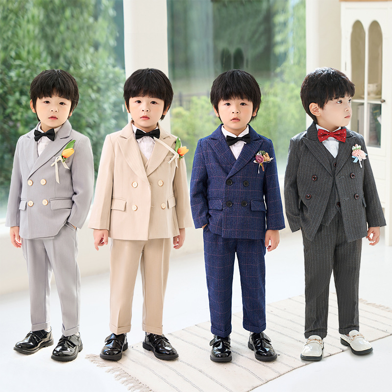 Children's Suit Dress Autumn and Winter New British Gentleman Flower Boy's Performance Suit Baby's One Year Old Birthday Performance Suit