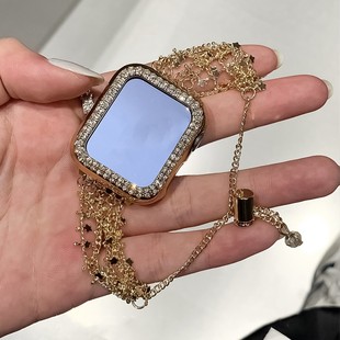 Suitable for Apple Watch Strap Iwatchs10 Chain Metal Star Tassel Bracelet Watch Strap Applewatch9Se