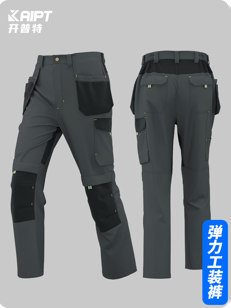 Pantalones de trabajo resistentes a la fabricación de primavera y otoño transfronterizos multibolsillos resistentes al desgaste y resistentes a la desgaste, pantalones de protección laboral reforzados para trabajadores de la construcción