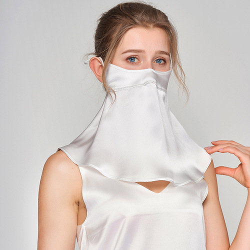 Silk with UV Protection Face Mask, Summer Face Sunscreen for Outdoor Cycling, Protects Neck, Mulberry Silk Scarf